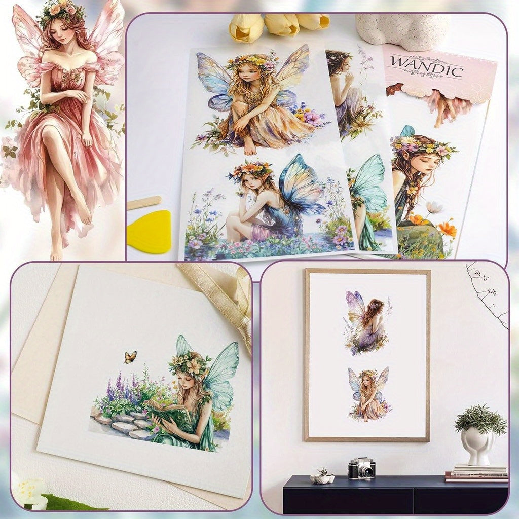 3pcs Fairy Rub On Transfer Stickers - Waterproof Decals for DIY Scrapbook