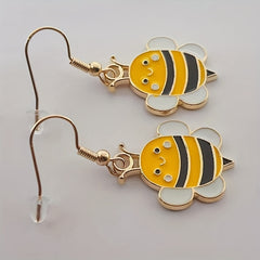 Cartoon Bee Image Stud Earrings for Women