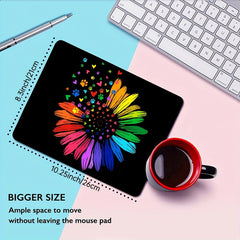Rainbow Sunflower Animal Footprints Mouse Pad for Desktop Wireless Gaming