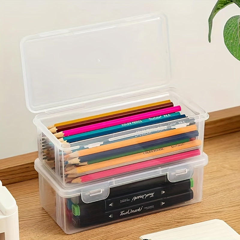Large Capacity Transparent Plastic Storage Box for Art Supplies