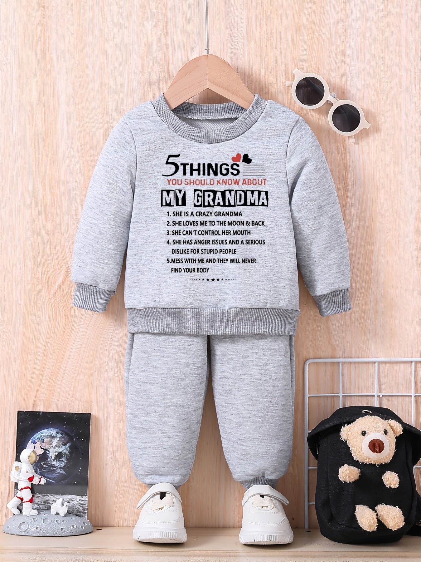 Baby Sweatshirt Trousers Set Kids Funny List Print Outfit