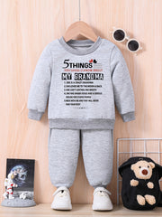 Baby Sweatshirt Trousers Set Kids Funny List Print Outfit