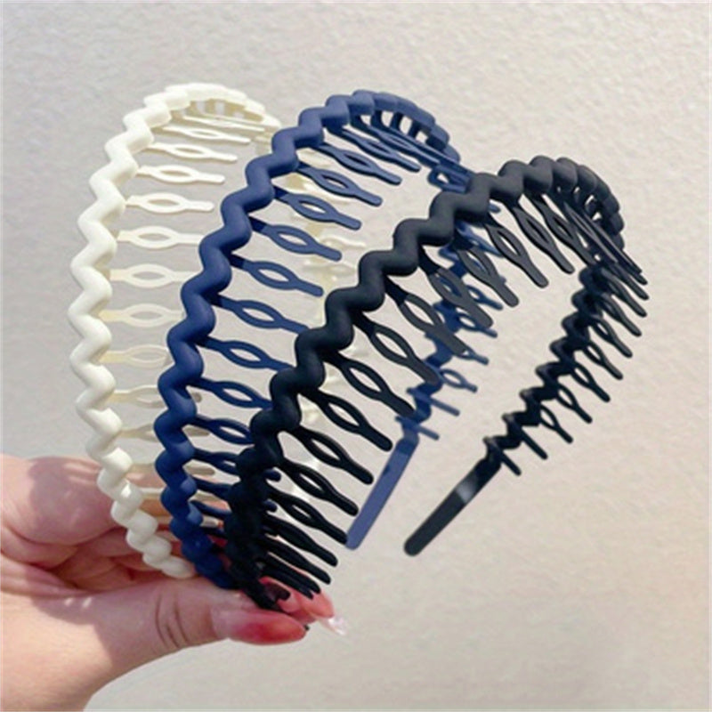 Women Solid Wave Headbands Non slip Hairbands Girls Hair Combs Wash Face