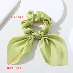 Solid Bow Scrunchies Ponytail Holder With Tail Rabbit Bunny Ear Bowknot Hair Acc
