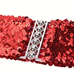 Sequins Buckles Belt Red Y2K Punk Elastic Waistband