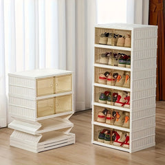 1pc Folding Shoe Rack Plastic Shoes Storage Box Space Saving Organizer