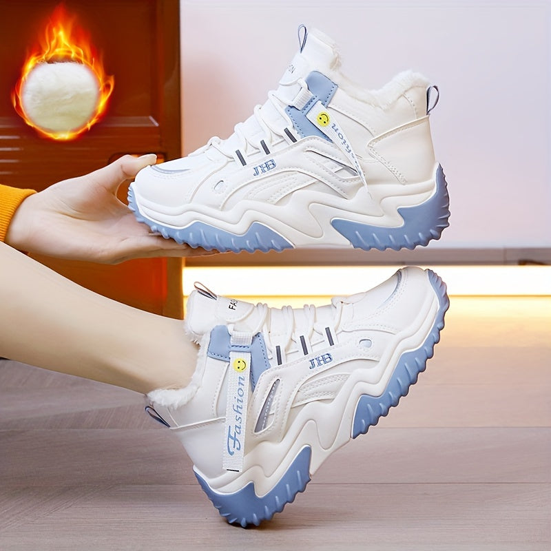 Women's Faux Fur Lined Chunky Sneakers Winter Running Shoes