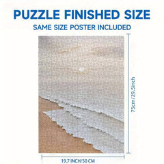 Serene Beach Sunset Large Square Jigsaw Puzzle