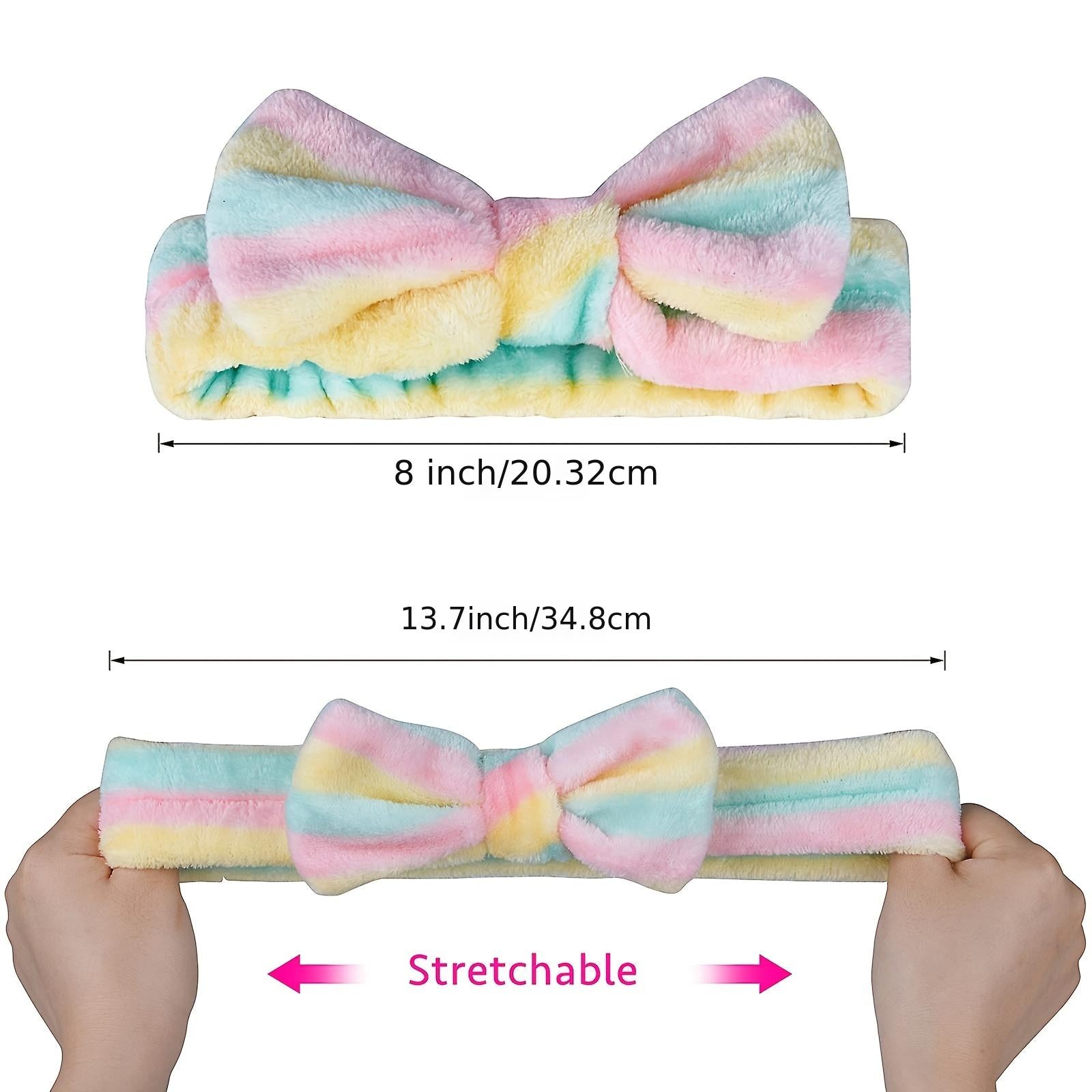 6pcs Spa Headband Bow Hair Band Women Soft Coral Fleece Bowknot Head Wraps