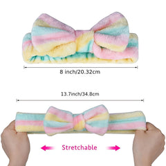 6pcs Spa Headband Bow Hair Band Women Soft Coral Fleece Bowknot Head Wraps