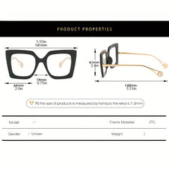 Women's Clear Lens Mod Glasses Metal Temple Anti Light Glasses