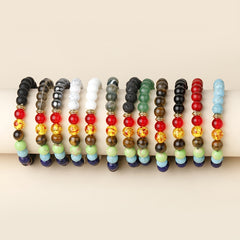 7 Chakra Stone Bead Bracelet Tiger Eye Yoga Balance Men Buddha Jewelry