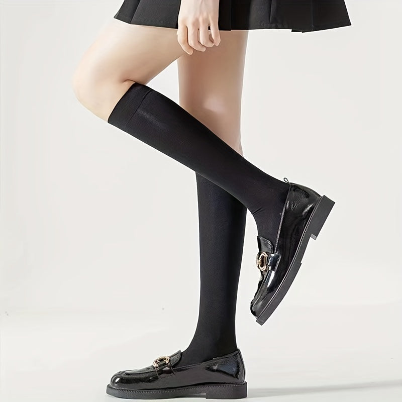 2 Pairs College Style Knee High Socks Women's Stockings