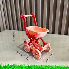 3 Section Stroller 4 Wheels Pastel Colors Pink Green Yellow Peach