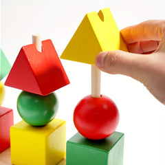 Wooden Geometric Shape Matching Puzzle Building Blocks