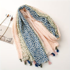 Daisy Printed Scarf Soft Floral Sunscreen Shawl Wrap Tassel Shawl Scarf