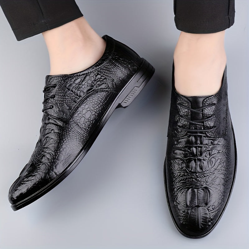 Men's British Style Croc Embossed Derby Shoes Dress Wedding Business