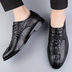 Men's British Style Croc Embossed Derby Shoes Dress Wedding Business