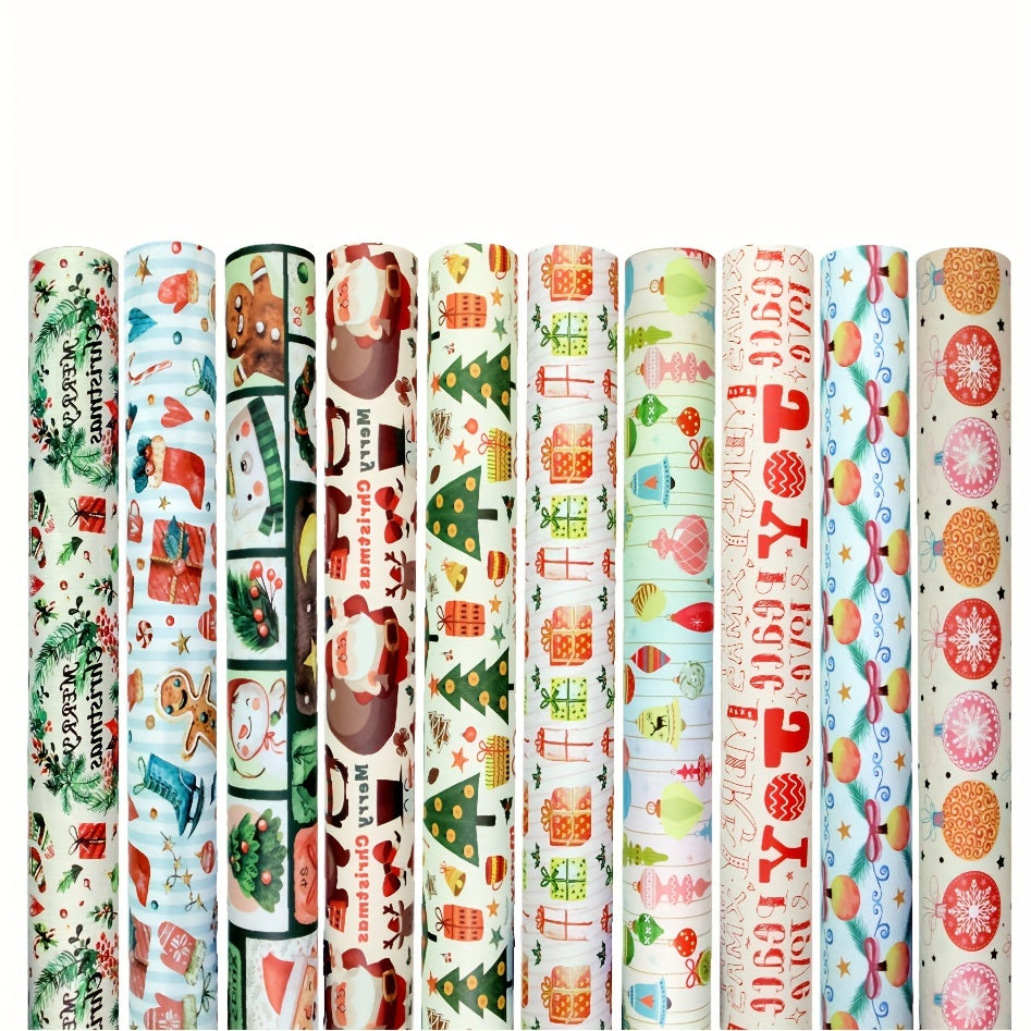 10pcs Christmas Wrapping Paper Birthday Gift Arts Crafts Decor