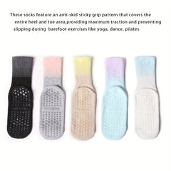 6 Pairs Women's Non Slip Yoga Pilates Socks Breathable Medium Tube
