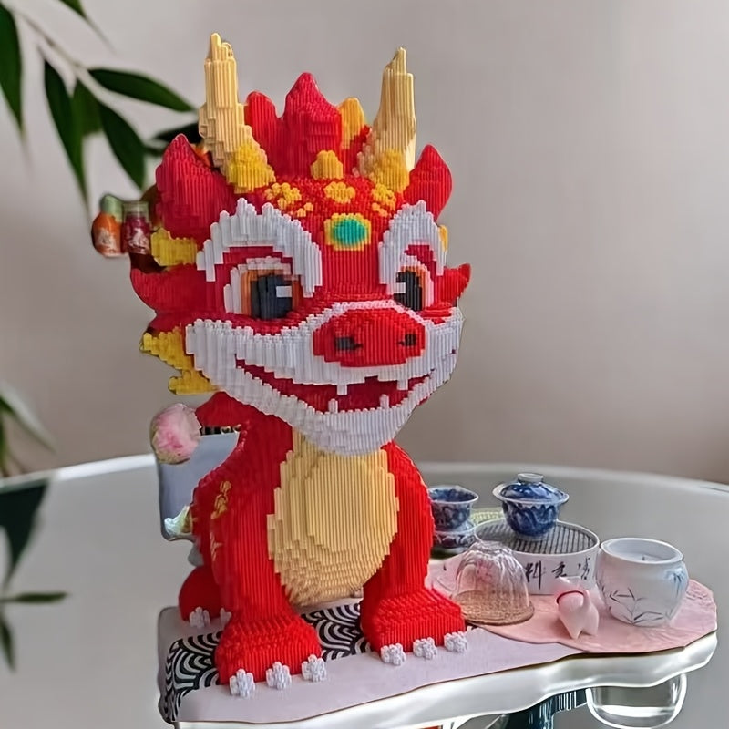 8118pcs Flame Dragon Building Block Puzzle Unique DIY Decoration