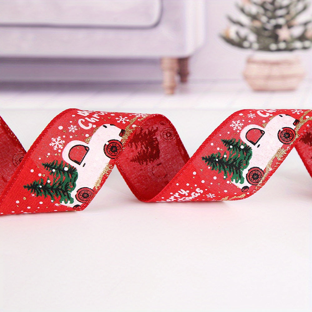 5m Christmas Ribbon Colorful Car Printing