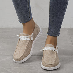 Women's Lightweight Canvas Sneakers Lace Up Low Top Loafers