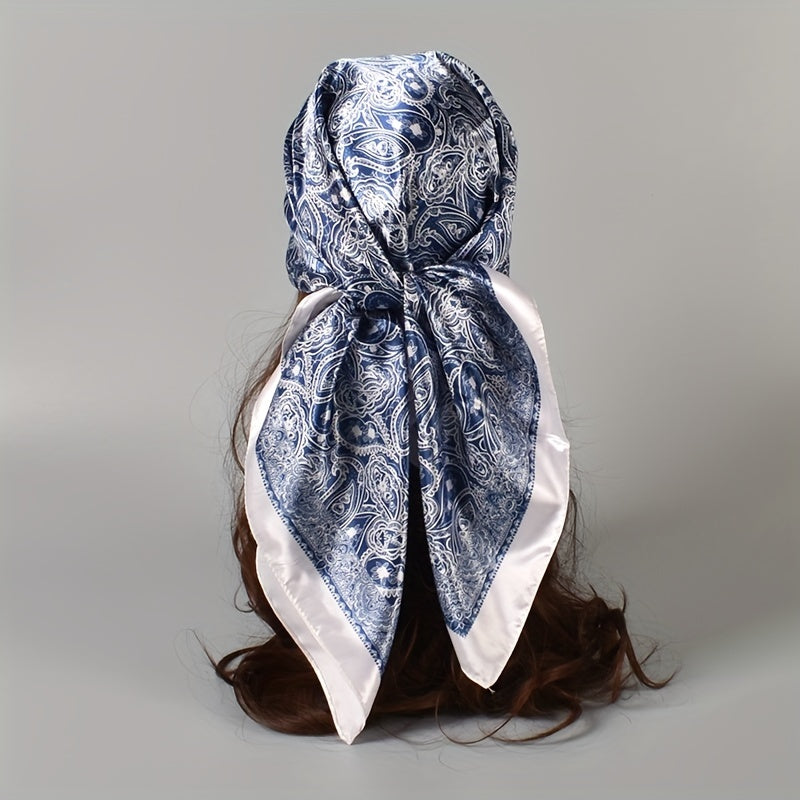 Boho Paisley Silk Square Scarf Head Wrap Bandana