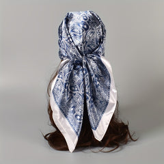 Boho Paisley Silk Square Scarf Head Wrap Bandana