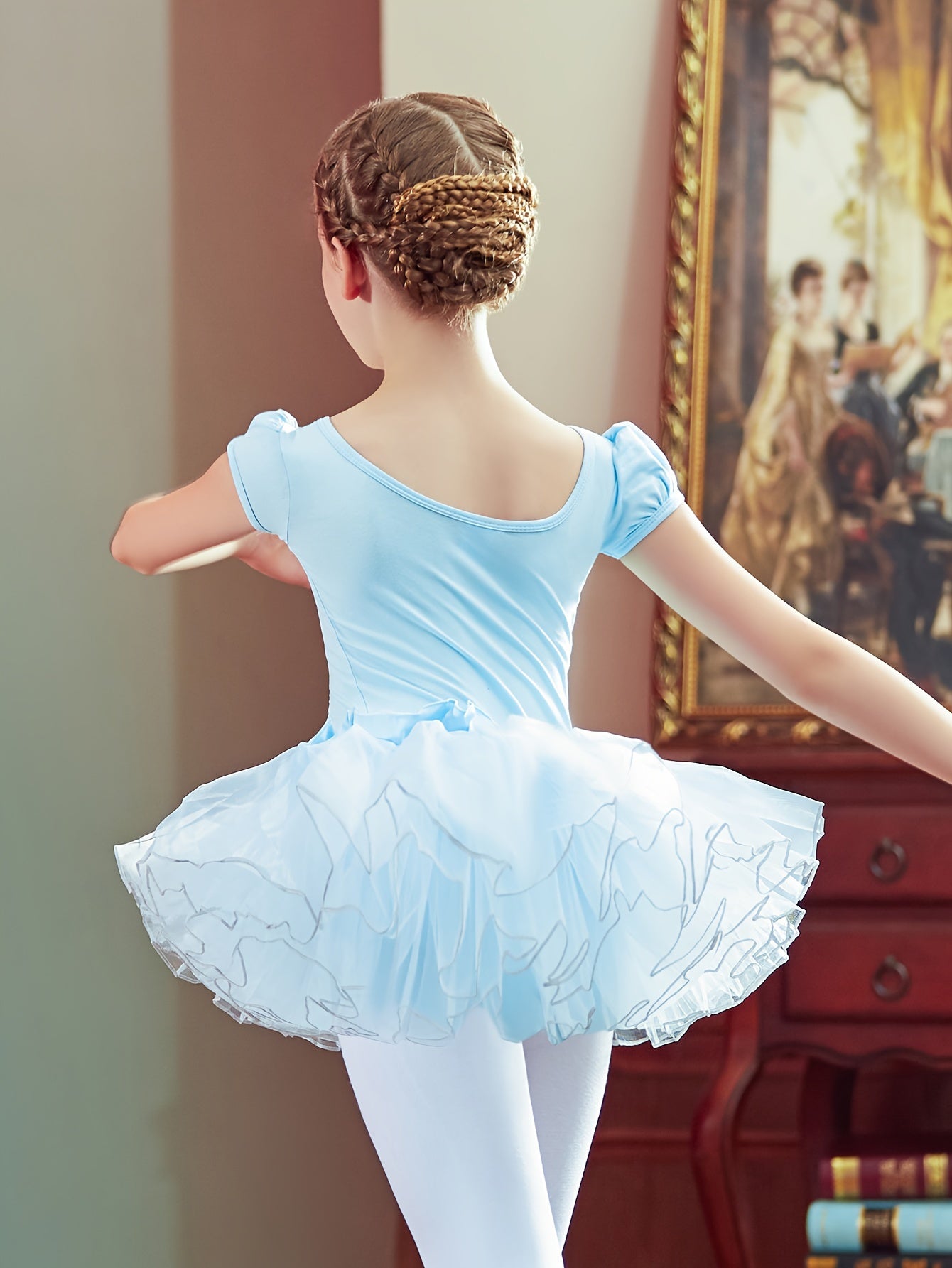 Breathable Cotton Ballet Leotard Tutu Dress for Girls Gymnastics Practice