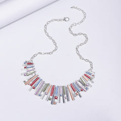3pcs Silver Plated Geometric Earrings Necklace Set
