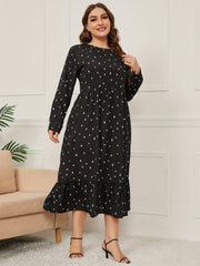  Women's Raindrop Print Long Sleeve Maxi Dress