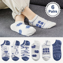 6 Pairs Bear & Bunny Print Short Socks & Ankle Socks Women's Stockings