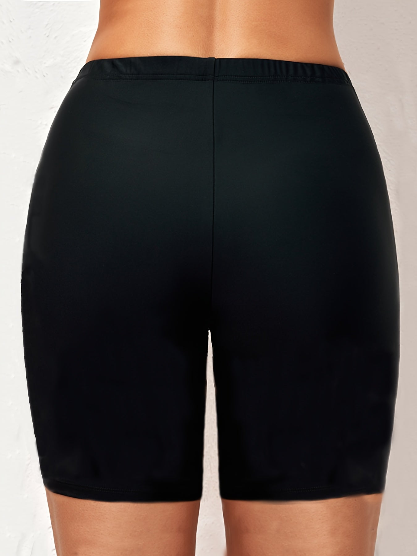  High Waist Biker Shorts Stretch Casual Solid Color