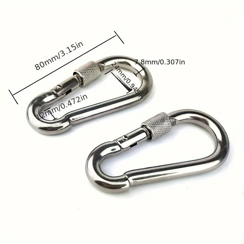 2pcs D-shaped Metal Buckle Spring Hook for Camping Hiking