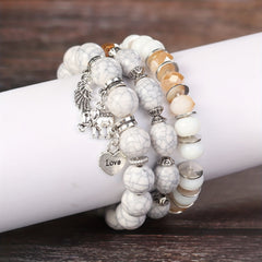 Bohemian Beaded Elephant Wings LOVE Ball Bracelet