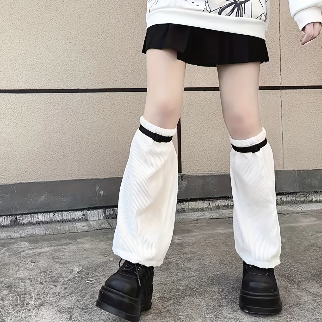 Ribbed Leg Warmers Knee High Socks Women's Stockings