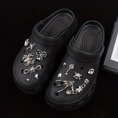 Dark Punk Hole Shoe Accessories Rhinestone Spider Shoe Flower Accessories