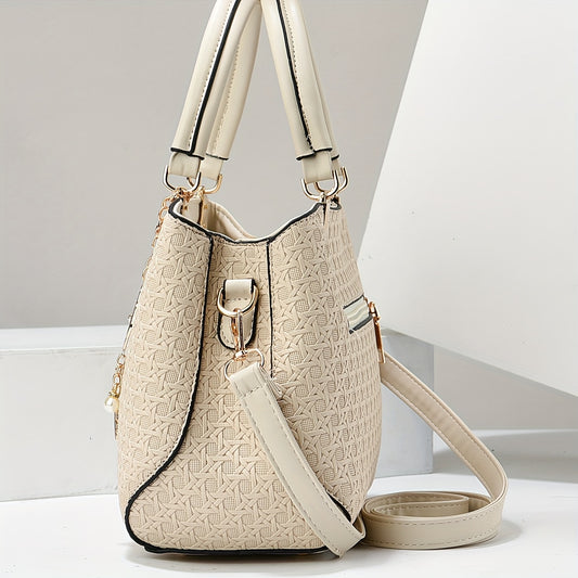 2 Piece Plus Size Women's Handbag Set - PU Leather Shoulder Bag with Wallet