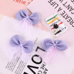 4pcs Mesh Purple Bow Patches Girls Clothing Accessories DIY Hand Sewing
