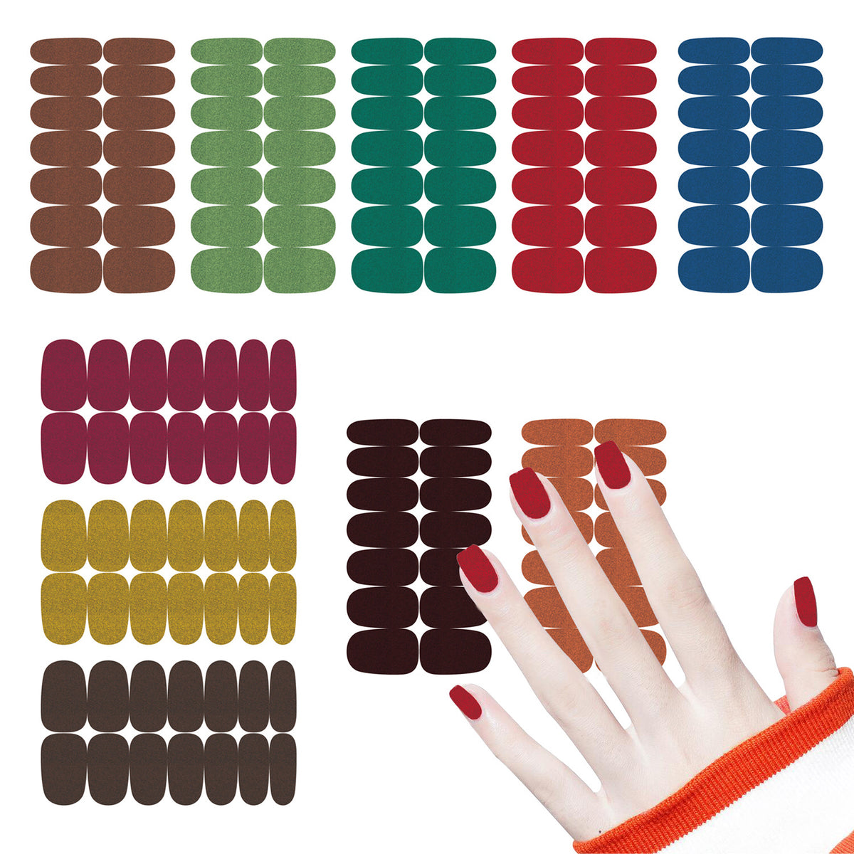 Glitter Nail Wraps Solid Shine Full Wrap Nail Decals Self Adhesive Stickers