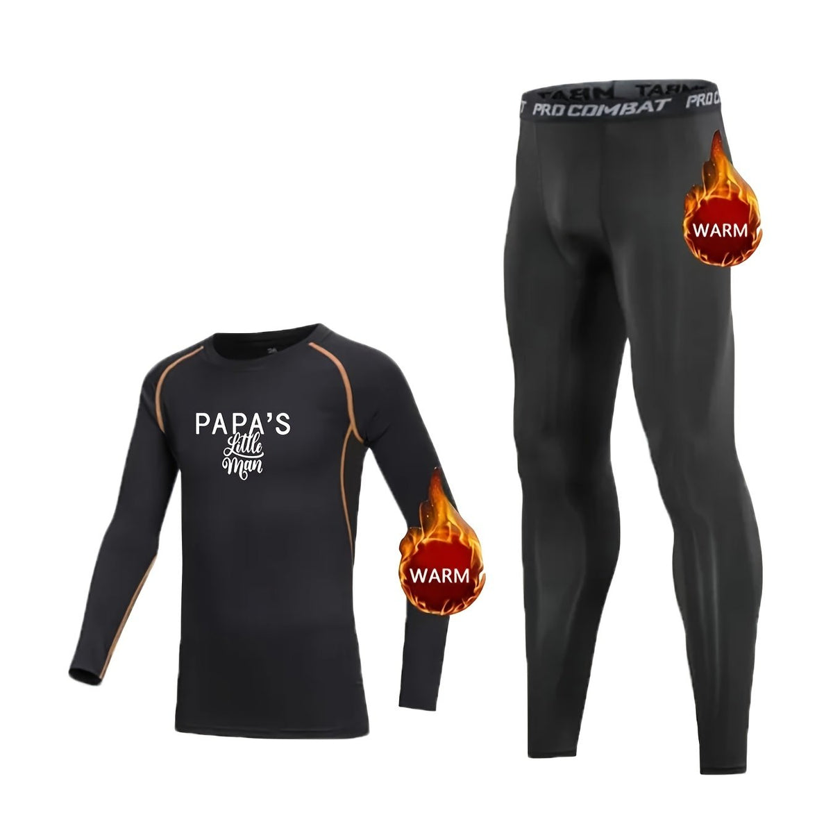 2pcs Toddler Kids Fleece Compression Sets Crew Neck Pullover Matching Pants