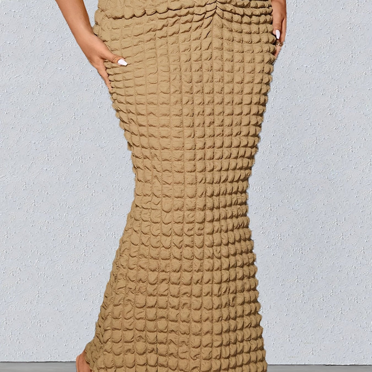  Women's Textured Ruched Mermaid Skirt