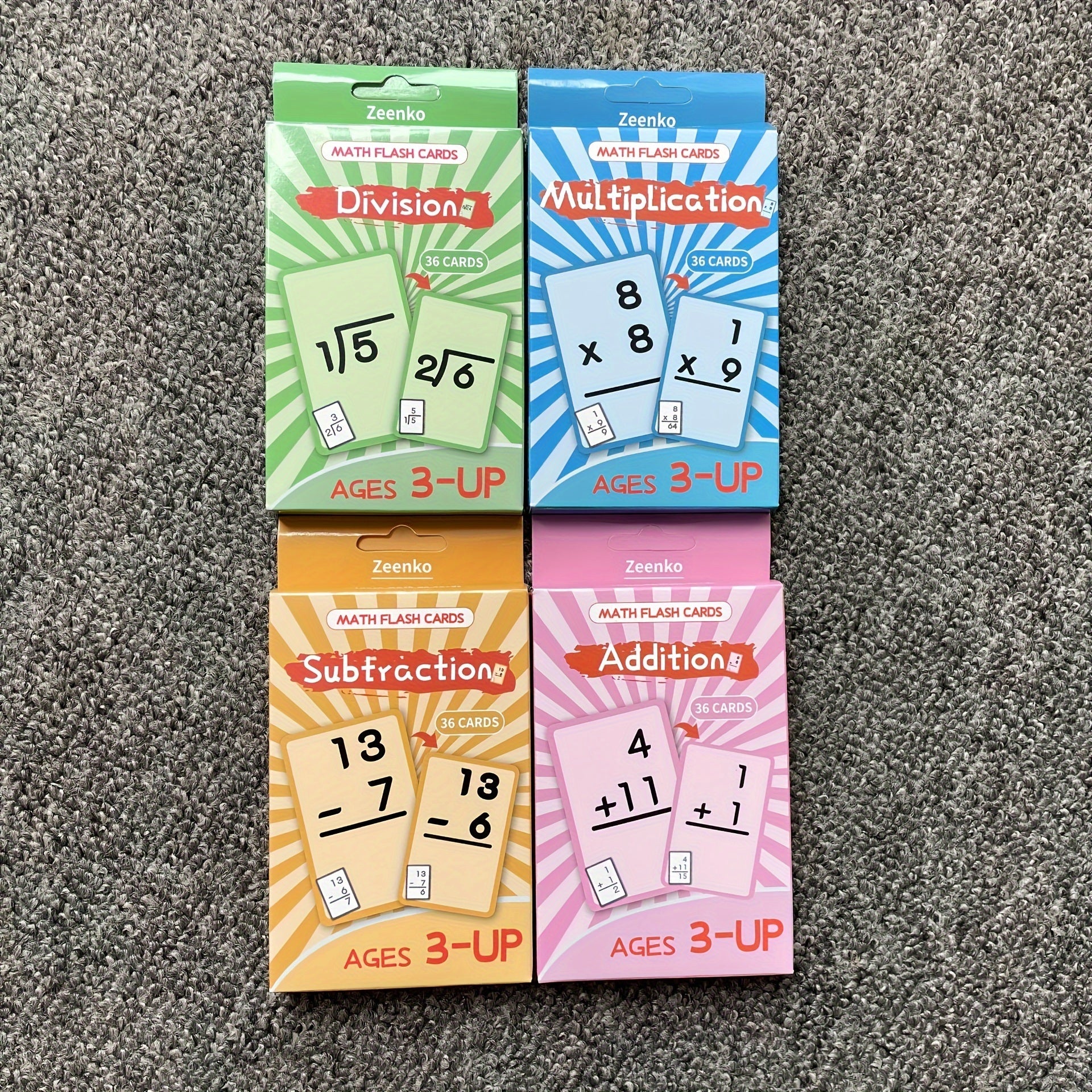 Add Sub Div Practice Cards Math Activities Study Supplement