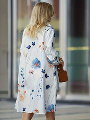  Women's Floral Print Long Sleeve Shirt Dress