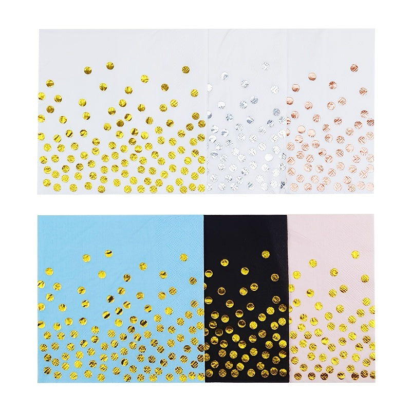 20pcs Multicolor Double Layer Disposable Golden Stamping Dot Party Napkins