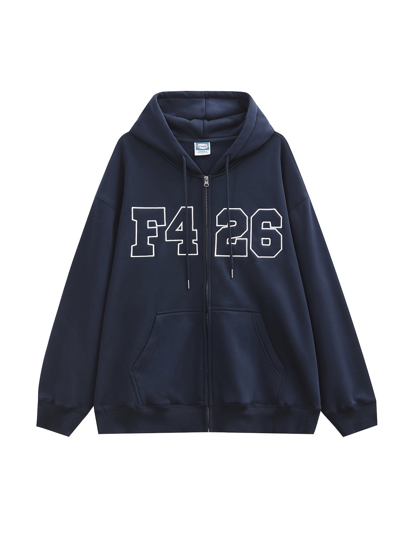 Casual Embroidery Men's Zip Up Hooded Coat