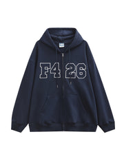 Casual Embroidery Men's Zip Up Hooded Coat
