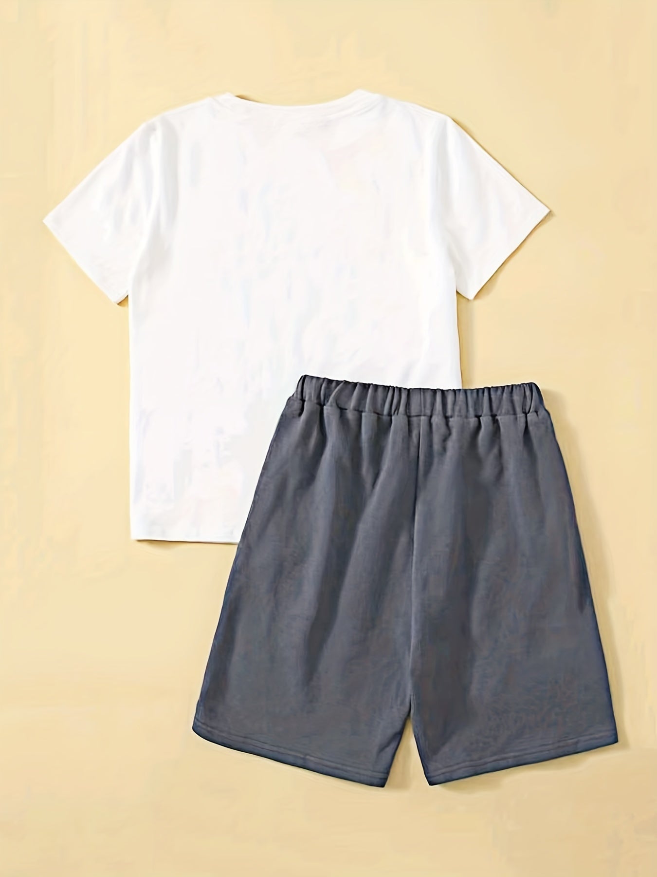 Boys Monster Print Casual Outfit T shirt & Shorts Kids Summer Clothes Sets
