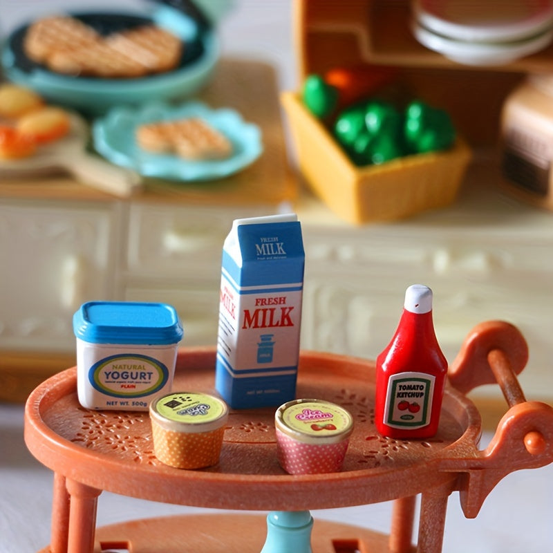 Dollhouse Food Set Tomato Sauce & Iced Yogurt Paper Toy Model